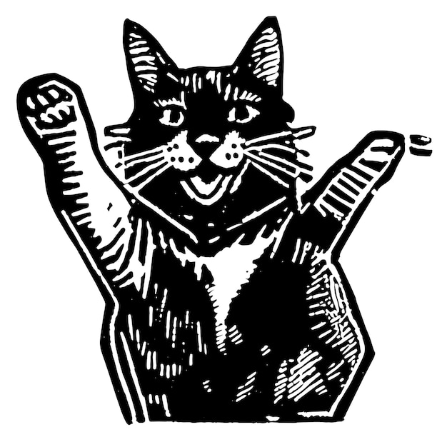 Vektor niedliche fette katze handgezeichnetes cartoon-aufkleber-symbol-konzept isolierte illustration