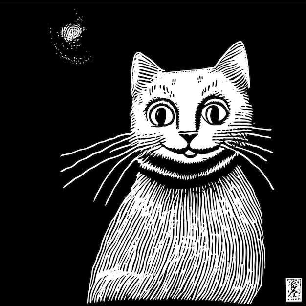 Niedliche fette Katze handgezeichnetes Cartoon-Aufkleber-Symbol-Konzept isolierte Illustration