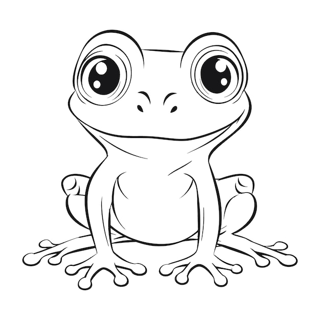 Vektor niedliche frosch-malseite für kinder, vektorillustration