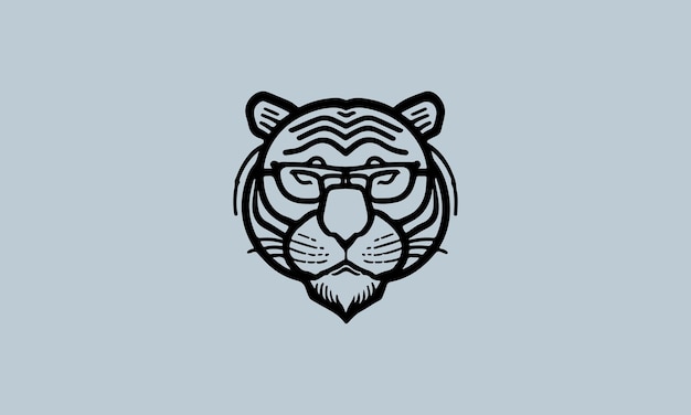 Niedliche geekige Tiger-One-Line-einfache, minimalistische Logo-Design-Vorlage