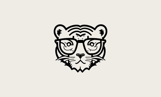 Niedliche geekige tiger-one-line-einfache, minimalistische logo-design-vorlage