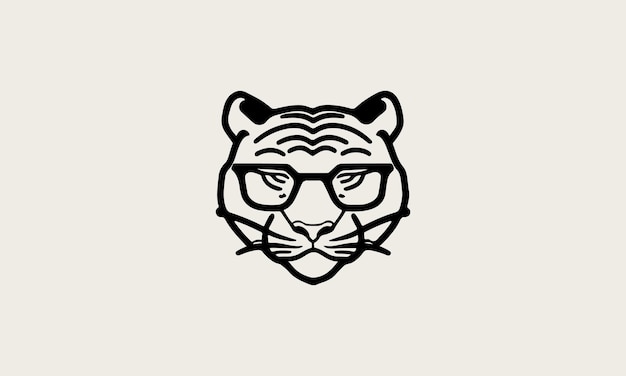 Niedliche geekige tiger-one-line-einfache, minimalistische logo-design-vorlage