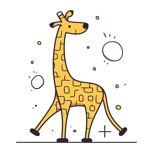 Vektor niedliche giraffen-vektorillustration im flachen linearen designstil