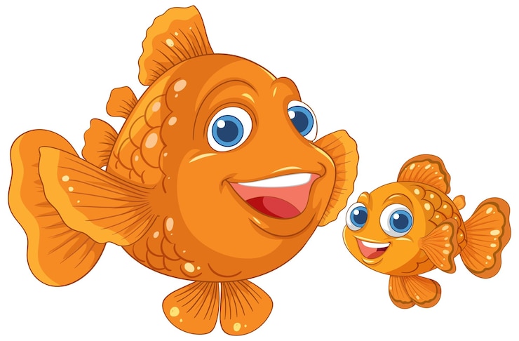 Vektor niedliche goldfisch-cartoon-illustration
