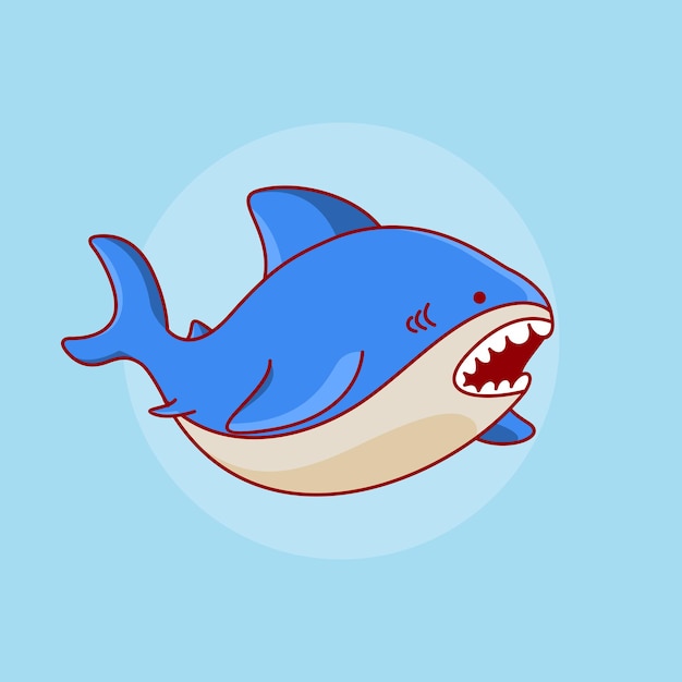 Niedliche Hai-Cartoon-Logo-Vektor-Symbol-Illustration