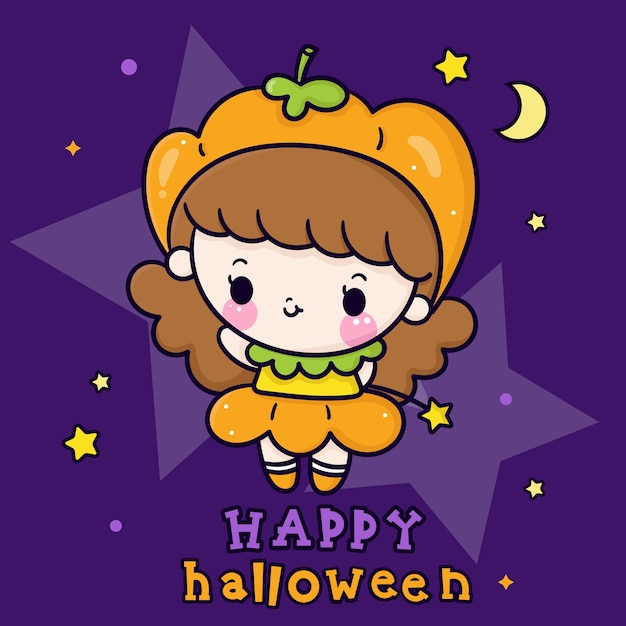 Niedliche Halloween Mädchen Cartoon Kawaii Baby tragen Kürbis Kostüm
