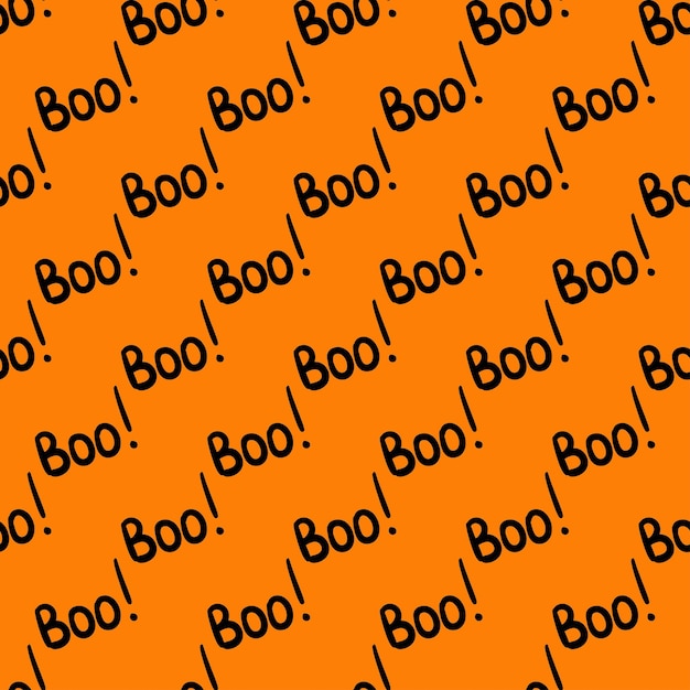 Vektor niedliche handgezeichnete vektor-halloween-nahtlose musterorange-gekritzel-hintergrund für halloween-print-banner-tapeten-textilien, die boo-muster einwickeln