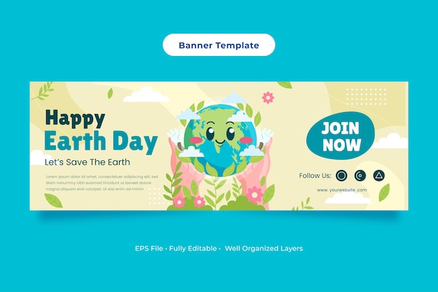 Niedliche happy earth day green banner