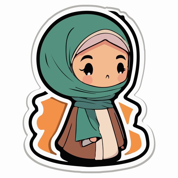 Niedliche Hijabi-Mädchen-Cartoon-Stil-Vektorillustration