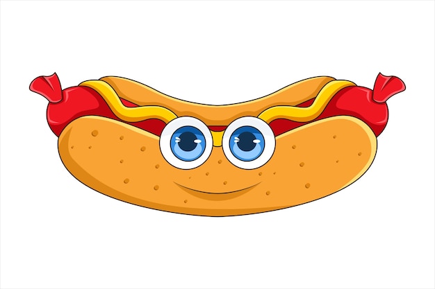 Vektor niedliche hot-dog-charakter-design-illustration