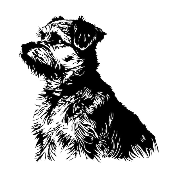 Niedliche Hundelinie Zeichnungsvektor Hundevektorillustration Hund schwarze Linie Kunst Silhouette