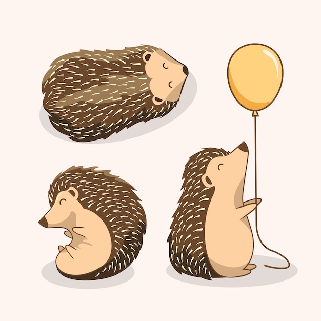 Niedliche igel cartoon porcupine set