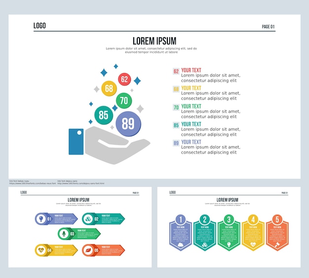 Niedliche infografik element schild set präsentation folie und powerpoint-vorlage