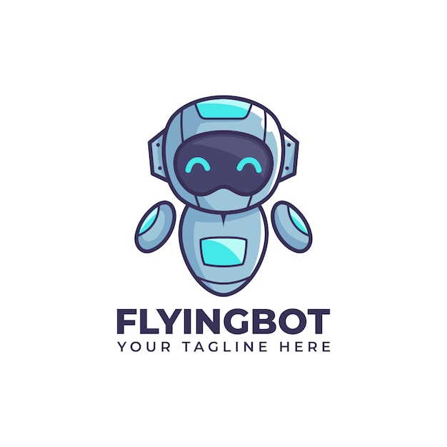 niedliche Karikatur fliegende Float Roboter Illustration Bot Maskottchen Logo Design