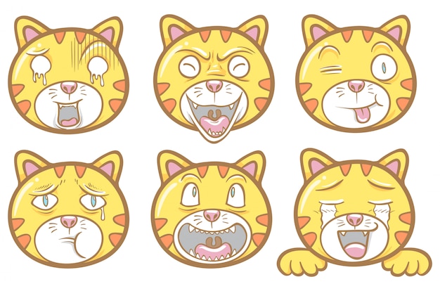 Niedliche katze emoticons illustration aufkleber chat-set