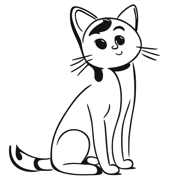 Niedliche katze für kinder, handgezeichnetes cartoon-aufkleber-symbol-konzept, isolierte illustration