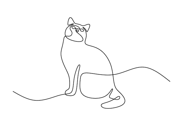 Niedliche Katze Haustier einzeilige kontinuierliche handgezeichnete Strichzeichnungen