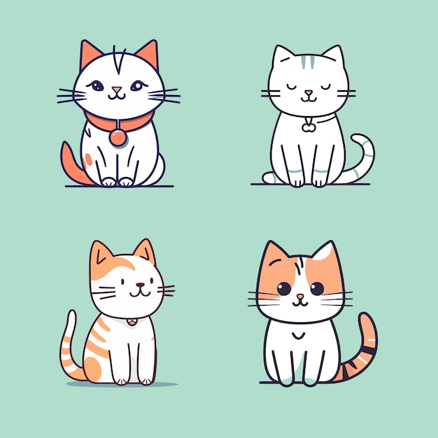 Niedliche Katze kawaii Cartoon-Miau-Kätzchen-Illustrationsset-Sammlung