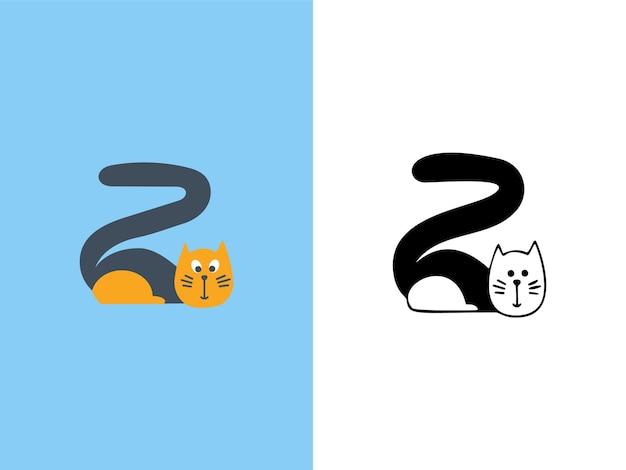 Niedliche katzen-buchstabe z logo-designs