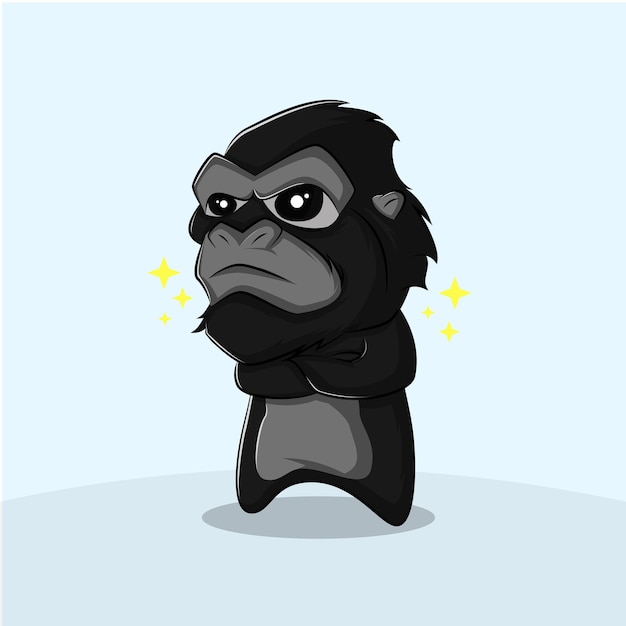 Niedliche king kong cartoon-vektor-symbol-illustration