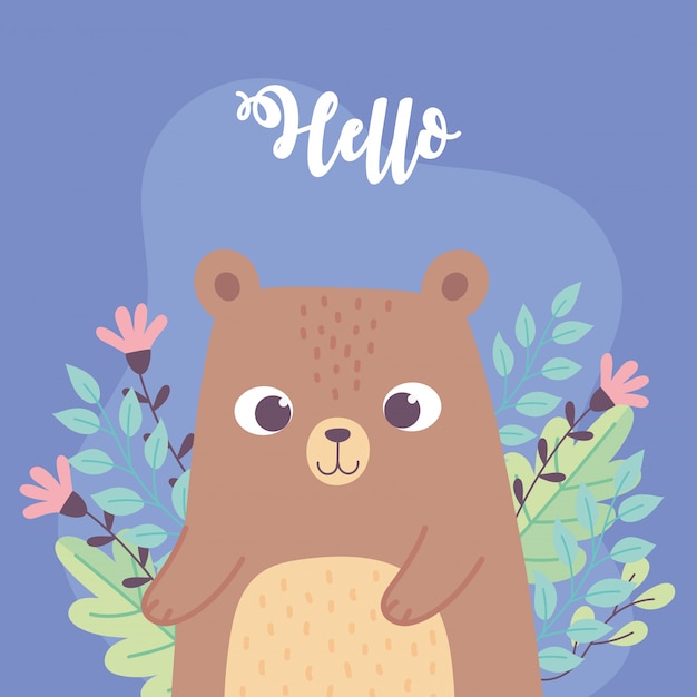 Niedliche kleine bärentierblumenzweig inspirierende phrase karikatur