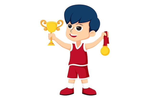 Niedliche kleine basketballspieler-charakterillustration