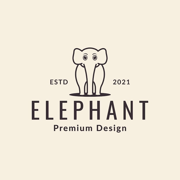 Niedliche kleine elefanten sitzen logo design vektorgrafik symbol symbol zeichen illustration kreative idee