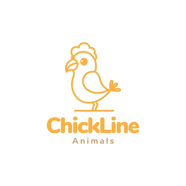 Niedliche linie huhn wenig logo design vektorgrafik symbol symbol zeichen illustration kreative idee