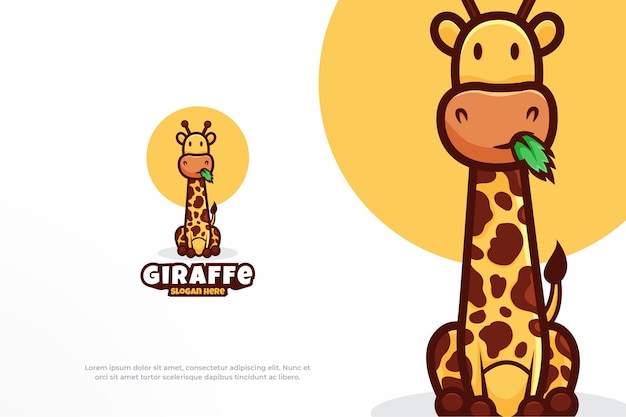 Vektor niedliche logo-giraffen-maskottchen-tier-vektor-illustration