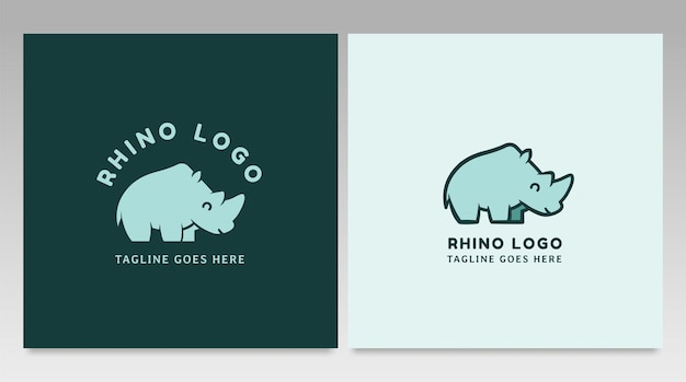 Niedliche nashorn-logo-design-vektorvorlage und illustration