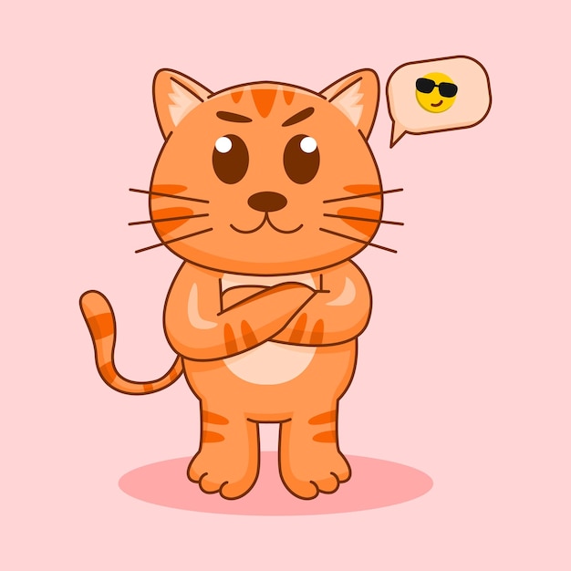 Vektor niedliche orange katze stehende cartoon-vektor-illustration