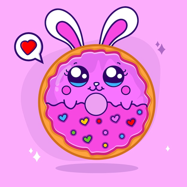 Vektor niedliche ostern-donut-cartoon-illustration