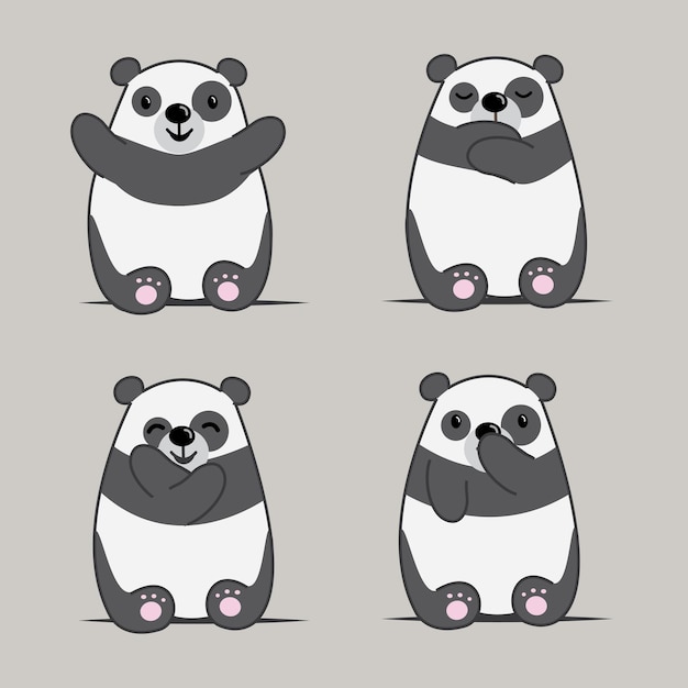 Niedliche panda-cartoon-figur. lustige wildtier-vektorillustration. gut für grafische ressourcen für kinder