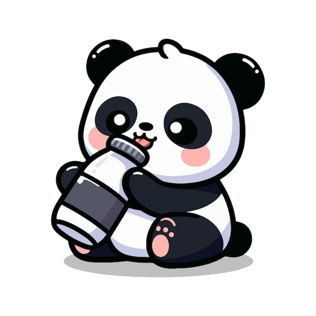 niedliche Panda trinkt Milch Cartoon Vektor-Illustration Tiergetränk