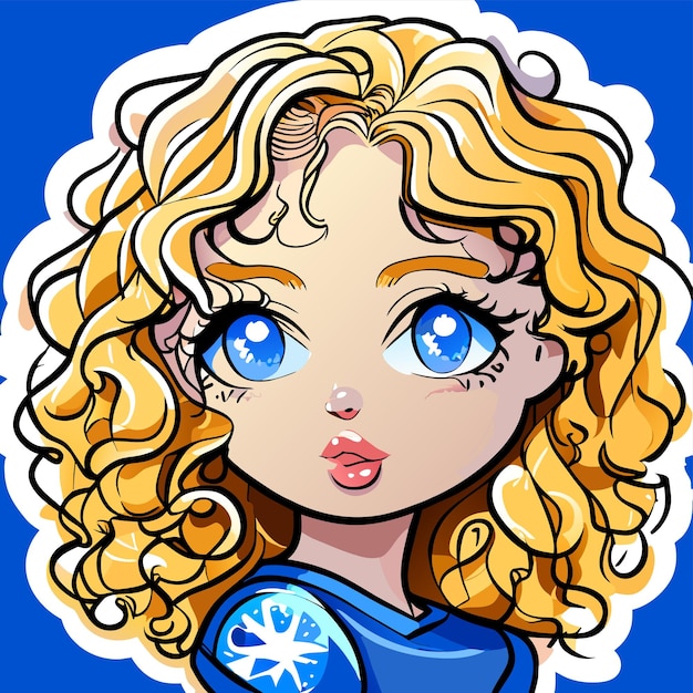 Vektor niedliche prinzessin chibi mädchen handgezeichnete cartoon-aufkleber-symbol-konzept isolierte illustration