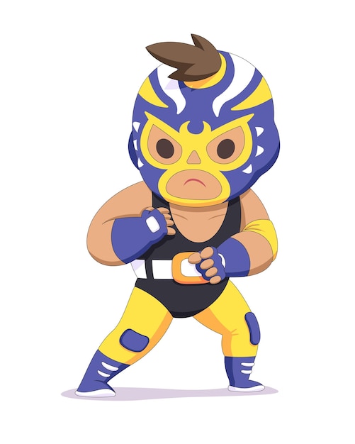 Vektor niedliche pro-wrestler-cartoon-illustration