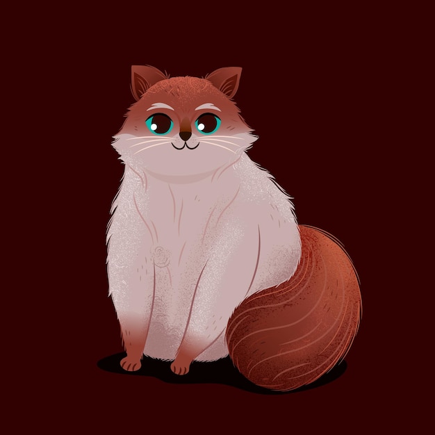 Niedliche ragdoll-katzen-cartoon-illustration