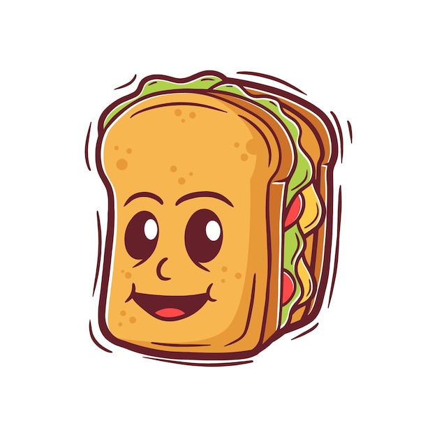 Niedliche sandwich-cartoon-vektorillustration