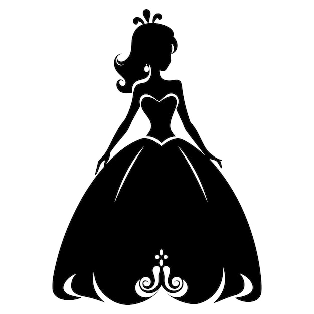Niedliche schwarze Silhouette der Prinzessin