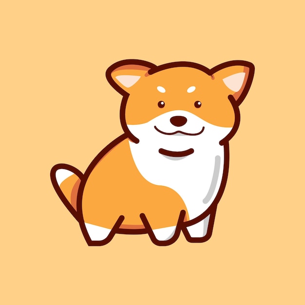 Vektor niedliche shiba inu cartoon vektorillustration