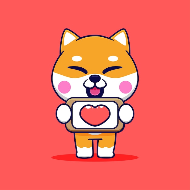 Niedliche shiba inu design mit liebe zeichenbrett