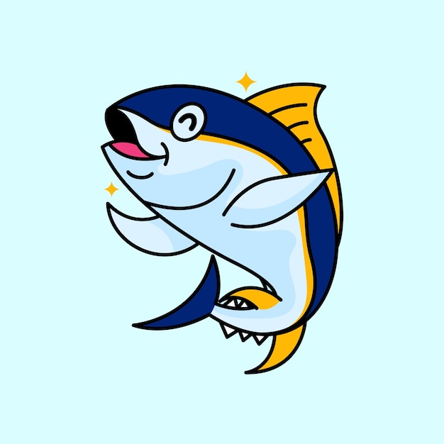 Niedliche thunfisch-logo-vektorvorlage