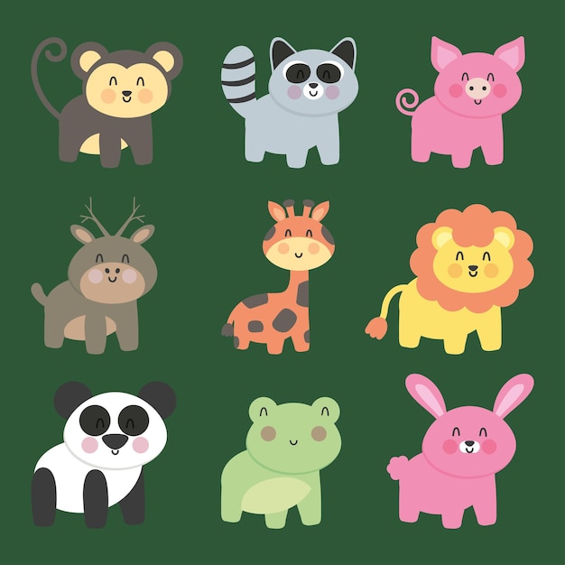 Niedliche Tiere Icon-Set