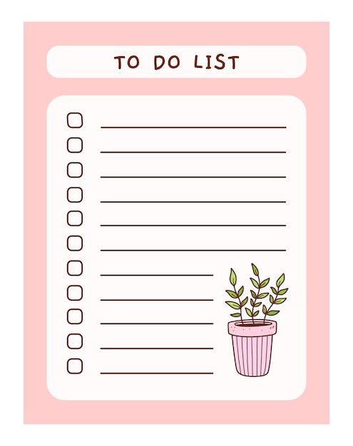 Niedliche To-Do-Listen-Vorlage mit floralem Element. Lustiges Design eines Tagesplaners oder einer Checkliste
