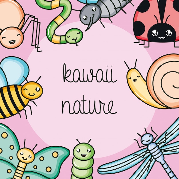 Niedliche und kleine gartentiere kawaii charaktere