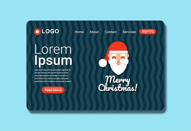 Niedliche weihnachtsmann-frohe weihnacht-landing-page-design-vorlage