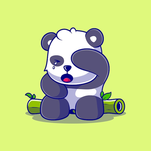 Niedliche weinende panda-illustration, geeignet für maskottchen-aufkleber und t-shirt-design