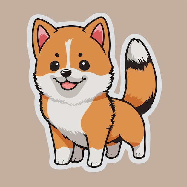 Vektor niedliche welpen-shiba-aufkleberillustration