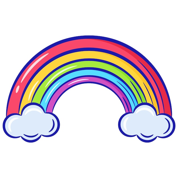 niedliche zeichnung des regenbogens für schul-flash-karte