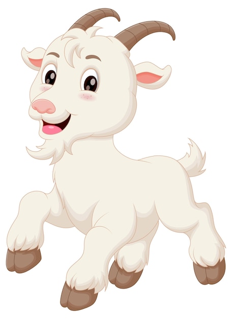 Niedliche Ziegen-Cartoon-Lauf-Vektor-Illustration, Tier-Natur-Symbol-Konzept, isoliert, Premium-Vektor